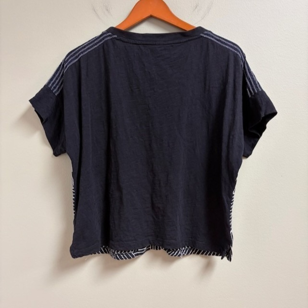 Anthropologie Stitched Tee Black Floral Boxy Top M Cottagecore Casual Boho *flaw - Picture 2 of 9